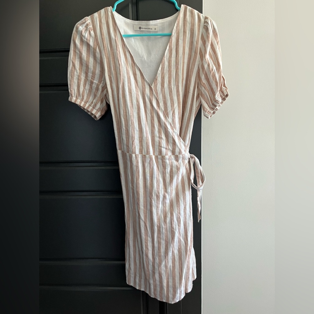 The Impeccable Pig Striped Tan and White Dress